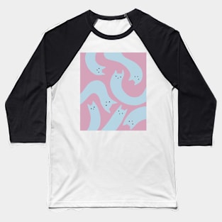 cat pattern aesthetic illustration pink blue Baseball T-Shirt